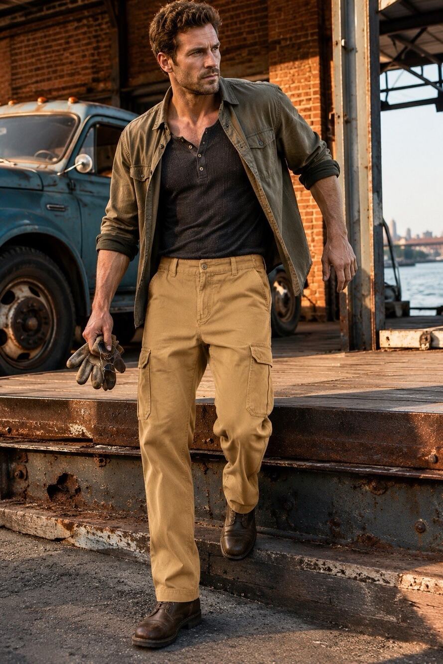 Liquid Venom Herringbone Cargo Pants Men 40 100% Cotton